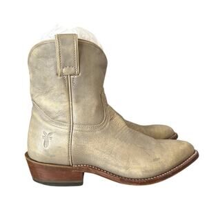 Frye Vintage Billy Cream Leather Pointed Toe Ankle Boot Size 8